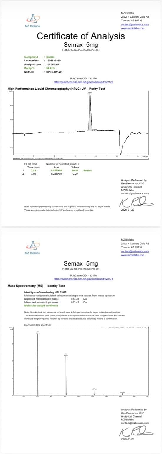 Semax Certificate of Analysis