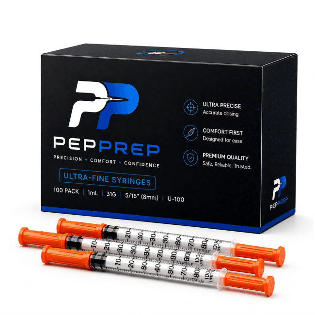 PepPrep 31G · 5/16" (8 mm) 100U Ultra-Fine Syringes
