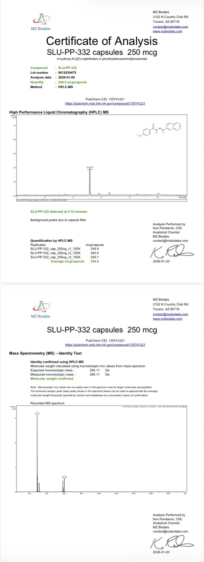 Certificate of Analysis